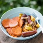Farmer's Market Supper - smoked sausage and roasted veggies make for a wonderfully adventurous meal.