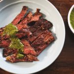 Juicy, tender grilled skirt steak drizzled with fresh and zesty chimichurri. You can not beat this!
