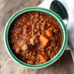 Paleo Chili, the perfect meal for chilly days. Made in your Instant Pot with basic ingredients, this is a low-carb, hearty and nutritious meal.