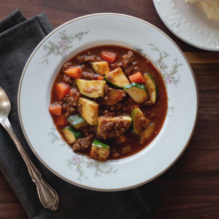 Healthy Zucchini and Beef Soup (paleo, gf) Cosmopolitan Cornbread