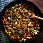 Beef & Sweet Potato Dinner | Paleo This simple skillet dinner with sweet potato, ground beef, apple and spinach is one of my favorite "any night" dishes.