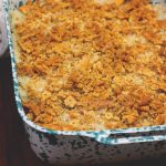 Crunchy chicken casserole with creamy filling, crunchy bits and a buttery cracker topping. Your family will love this!