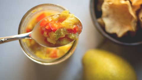 This sweet and tangy Pepper Pear Salsa is great for dipping, or as a topping for your favorite meat dish. Get the recipe from Cosmopolitan Cornbread.