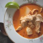 A creamy chicken soup with the warm flavor of Thai red curry, and a crunch of water chestnuts.