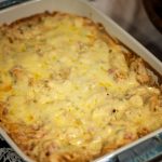 king ranch chicken casserole in a baking dish