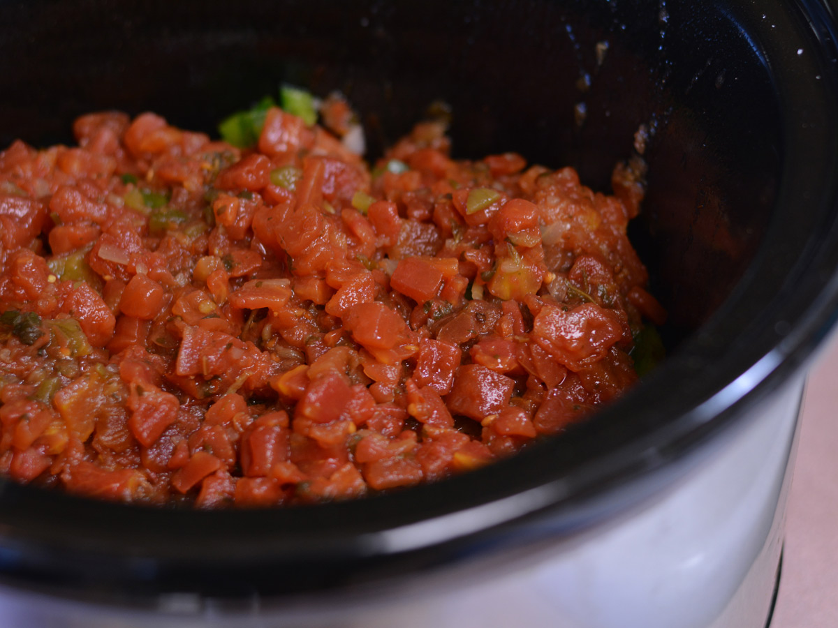 diced tomato blend in a slow cooker