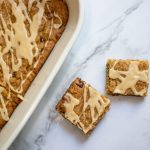 These cookie bars vanish in no time every time I make them. I call them “Triple Cookie Bars” because they are like a chocolate chip cookie, oatmeal cookie, and peanut butter cookie all in one.