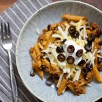 This hearty Enchilada Pasta dish features al dente pasta tossed in zesty enchilada sauce bursting with chili, tomato, and smoky spices. This vibrant pasta offers the comforting flavor of Tex-Mex spice in every bite.
