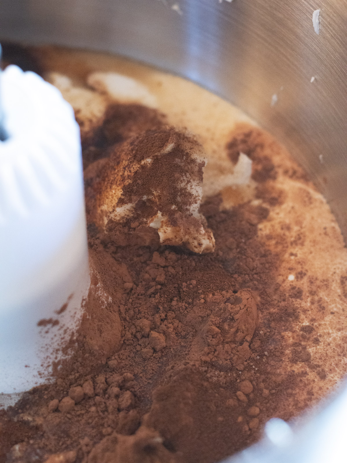 mocha icebox cake ingredients in a metal mixing bowl