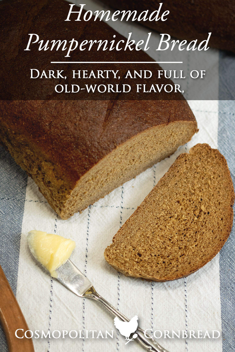 This Homemade Pumpernickel Bread is a hearty, flavorful loaf with that classic deep color and rich old-fashioned taste.
