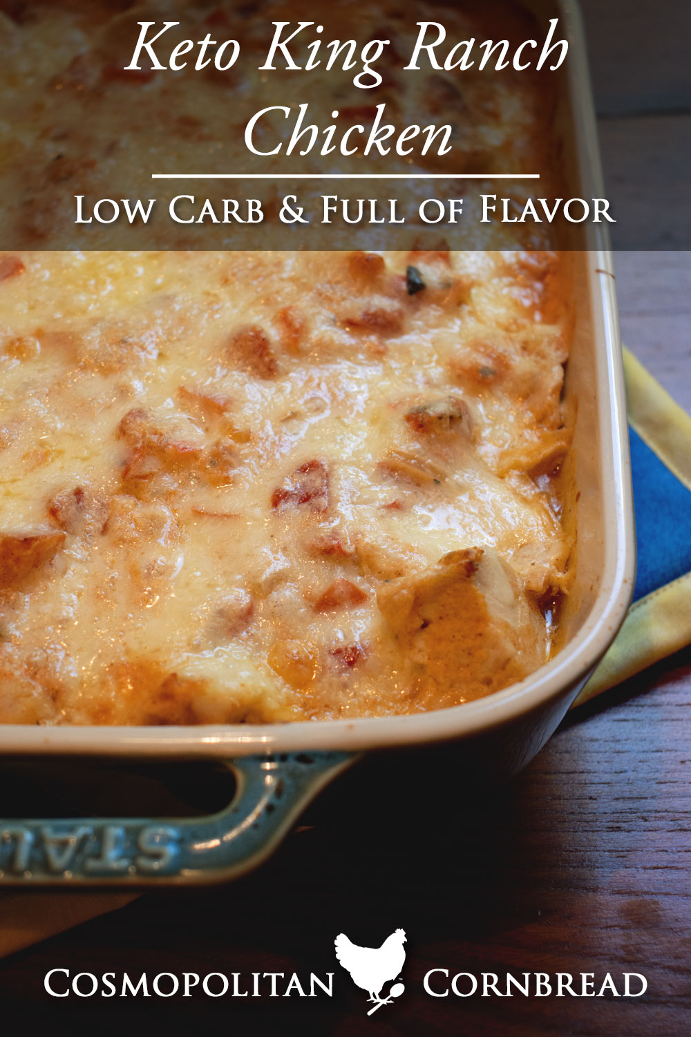 This Keto King Ranch Chicken is creamy, cheesy, and full of cozy Tex-Mex flavor without all the carbs.